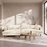 Zoya Cream Left-Facing Down Filled Overstuffed Boucle Sectional Sofa