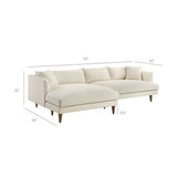 Zoya Cream Left-Facing Down Filled Overstuffed Boucle Sectional Sofa