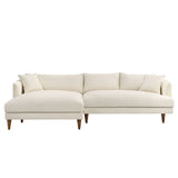 Zoya Cream Left-Facing Down Filled Overstuffed Boucle Sectional Sofa