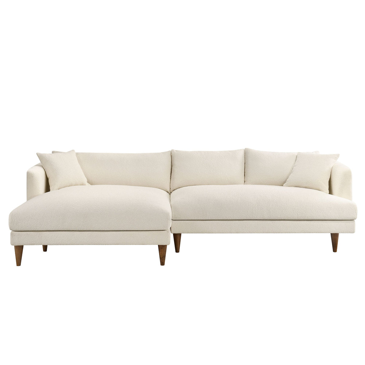 Zoya Cream Left-Facing Down Filled Overstuffed Boucle Sectional Sofa