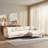 Zoya Cream Right-Facing Down Filled Overstuffed Boucle Sectional Sofa