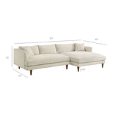 Zoya Cream Right-Facing Down Filled Overstuffed Boucle Sectional Sofa