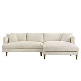 Zoya Cream Right-Facing Down Filled Overstuffed Boucle Sectional Sofa