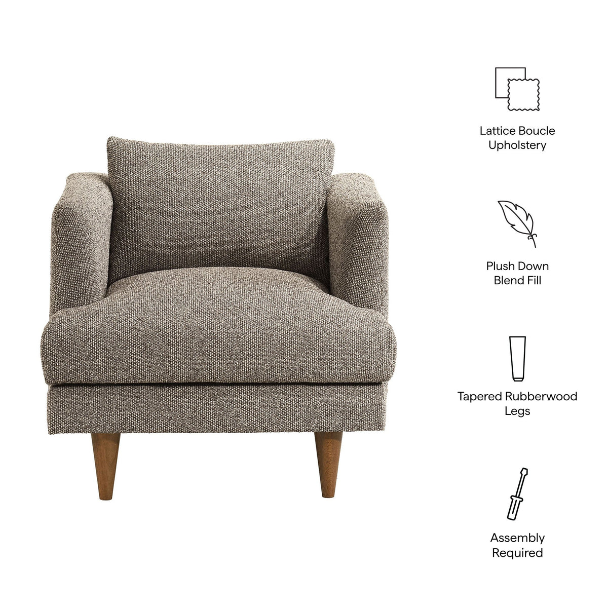 Zoya Earth Down Filled Overstuffed Boucle Armchair