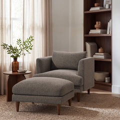 Zoya Earth Down Filled Overstuffed Boucle Ottoman