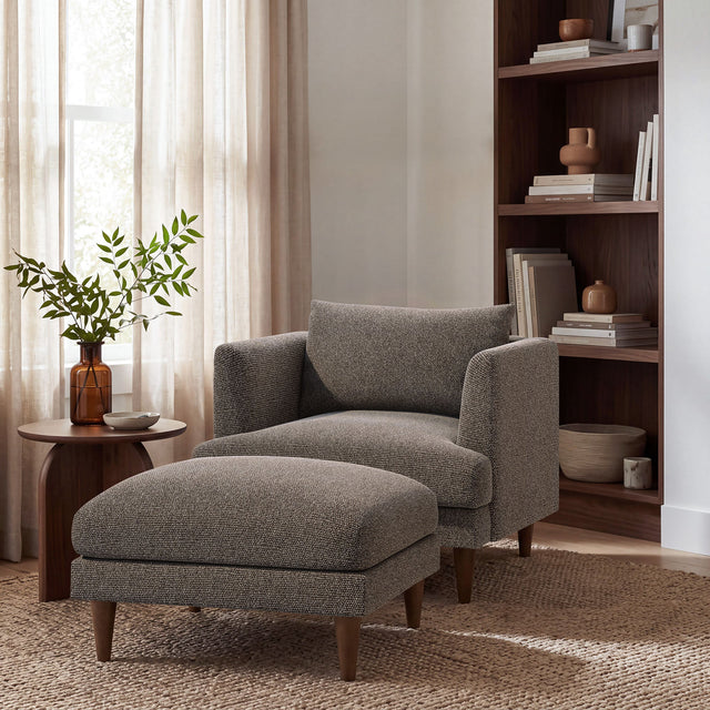 Zoya Earth Down Filled Overstuffed Boucle Ottoman