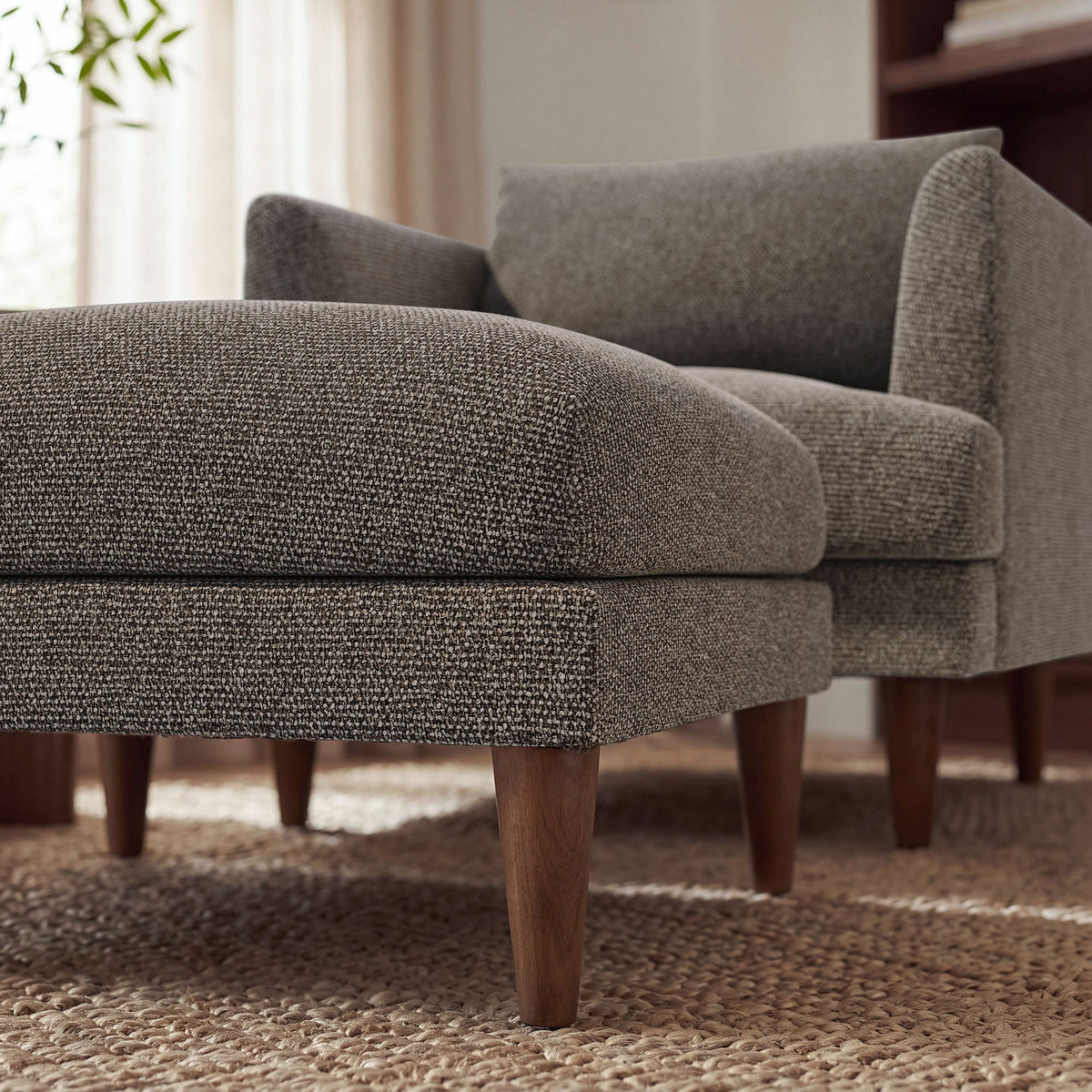 Zoya Earth Down Filled Overstuffed Boucle Ottoman
