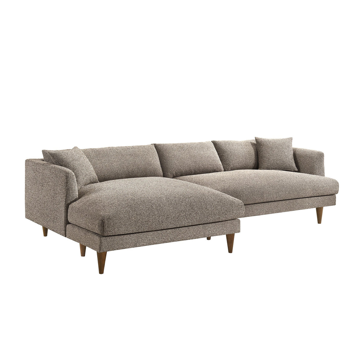 Zoya Earth Left-Facing Down Filled Overstuffed Boucle Sectional Sofa