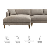 Zoya Earth Left-Facing Down Filled Overstuffed Boucle Sectional Sofa