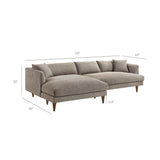 Zoya Earth Left-Facing Down Filled Overstuffed Boucle Sectional Sofa