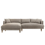Zoya Earth Left-Facing Down Filled Overstuffed Boucle Sectional Sofa