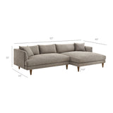 Zoya Earth Right-Facing Down Filled Overstuffed Boucle Sectional Sofa
