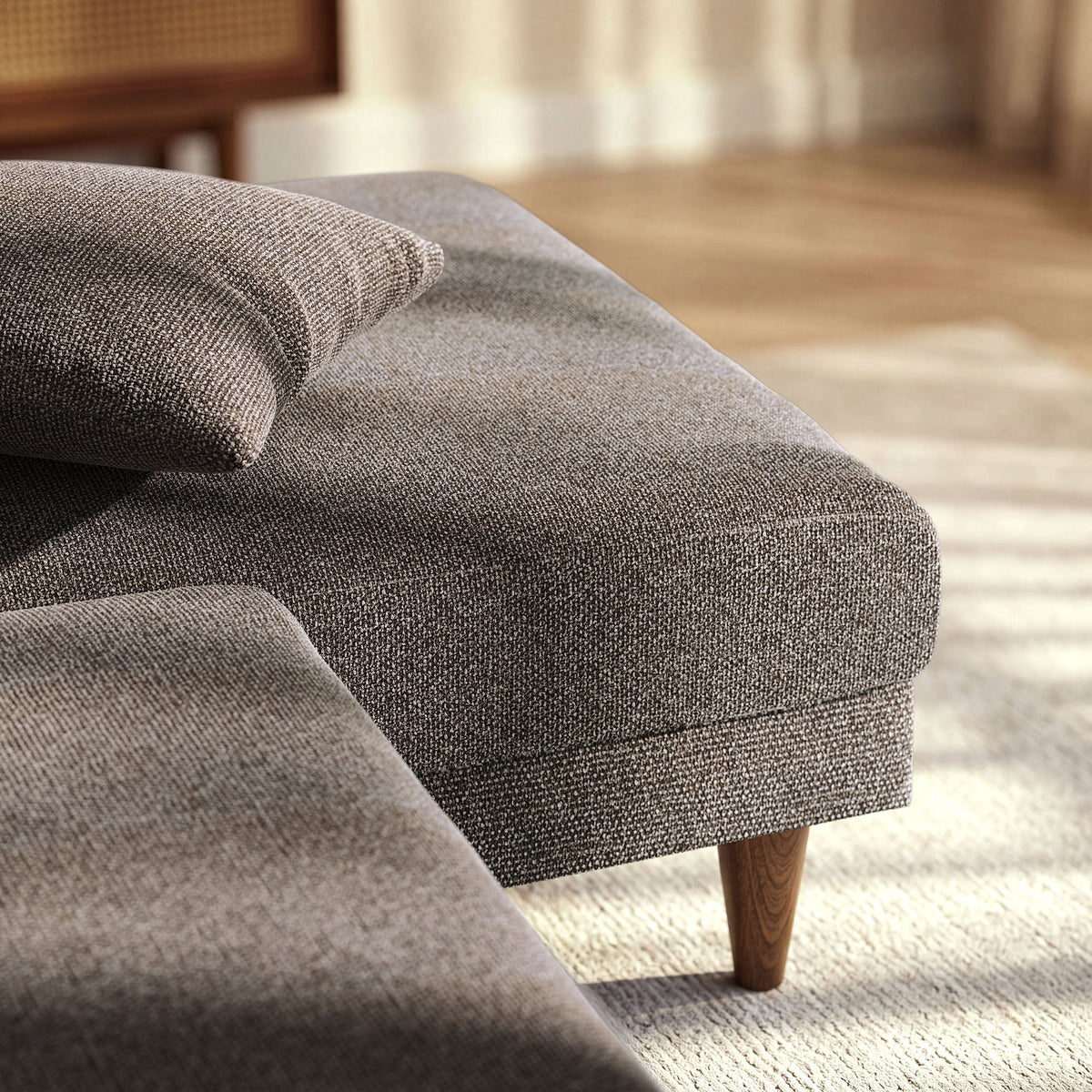 Zoya Earth Right-Facing Down Filled Overstuffed Boucle Sectional Sofa