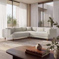 Zoya Fog 3 Piece Down Filled Overstuffed Boucle Sectional Sofa