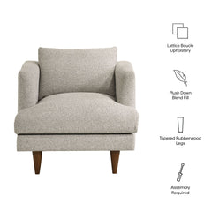 Zoya Fog Down Filled Overstuffed Boucle Armchair - Ornate Home