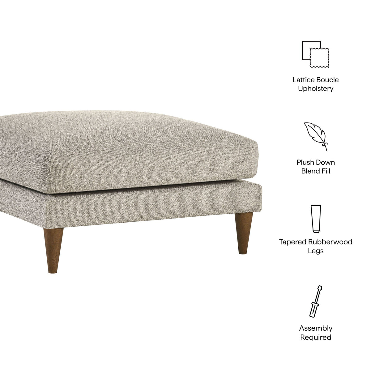 Zoya Fog Down Filled Overstuffed Boucle Ottoman