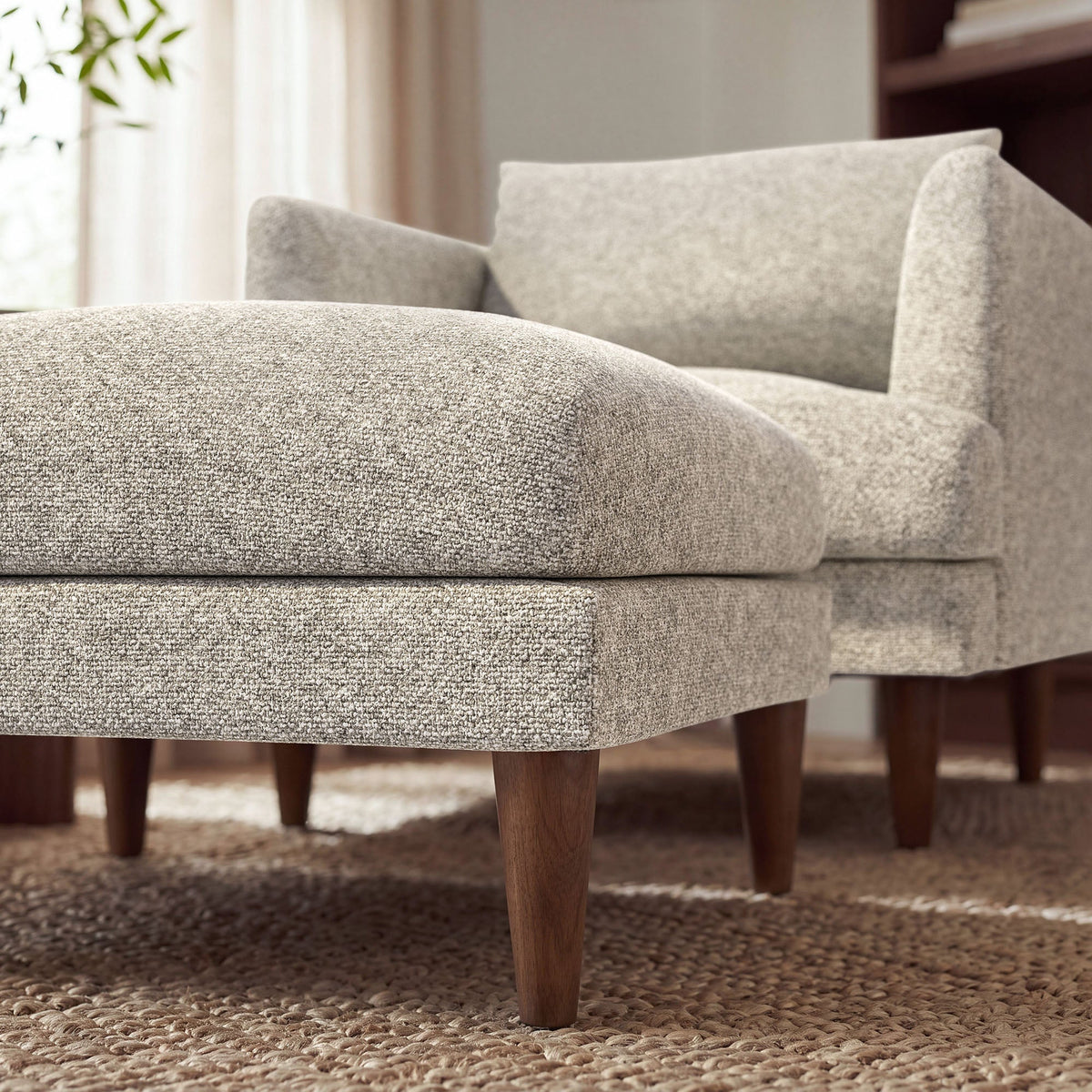 Zoya Fog Down Filled Overstuffed Boucle Ottoman