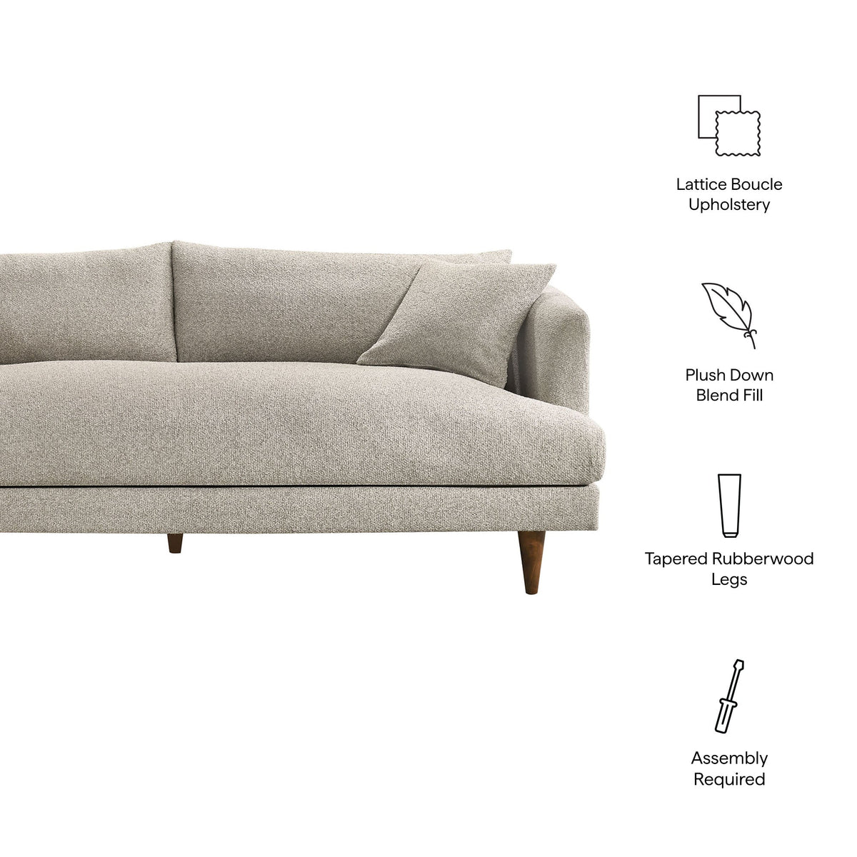 Zoya Fog Down Filled Overstuffed Boucle Sofa