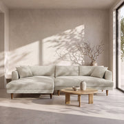 Zoya Fog Left-Facing Down Filled Overstuffed Boucle Sectional Sofa - Ornate Home