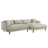 Zoya Fog Right-Facing Down Filled Overstuffed Boucle Sectional Sofa - Ornate Home