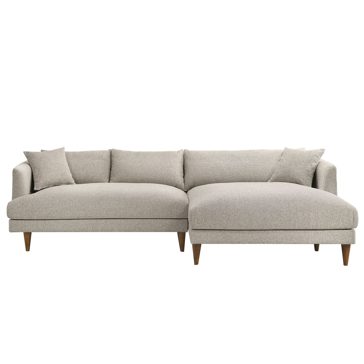 Zoya Fog Right-Facing Down Filled Overstuffed Boucle Sectional Sofa - Ornate Home