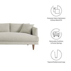 Zoya Heathered Weave Ivory 3 Piece Down Filled Overstuffed Sectional Sofa - Ornate Home