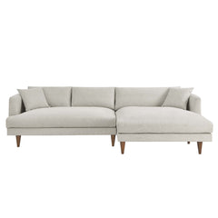 Zoya Heathered Weave Ivory Right-Facing Down Filled Overstuffed Sectional Sofa - Ornate Home