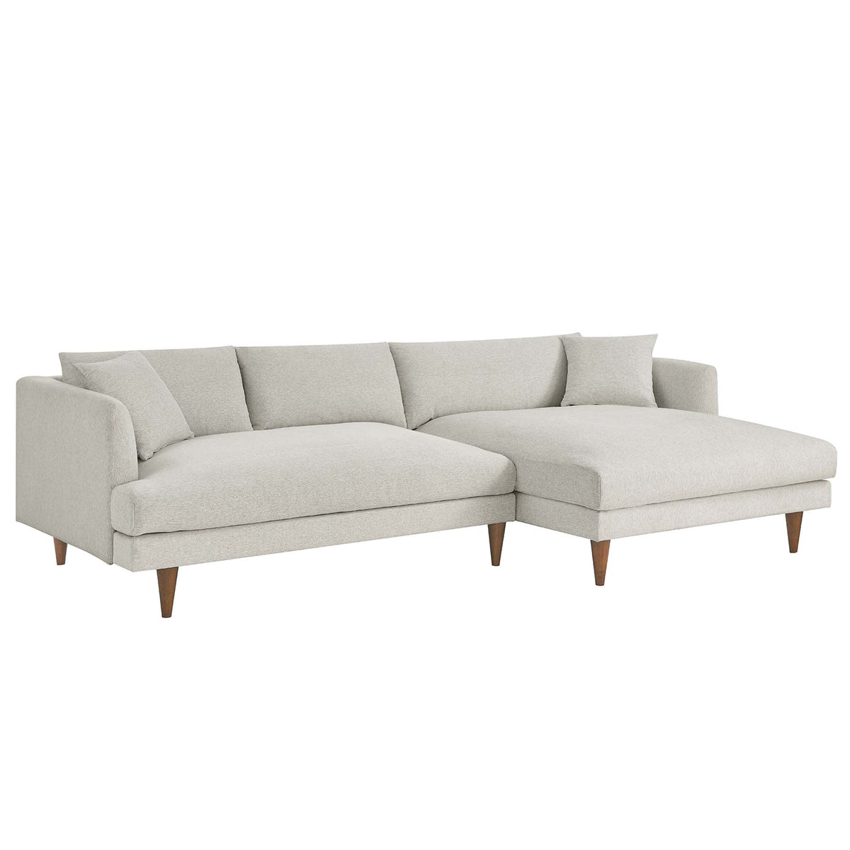 Zoya Heathered Weave Ivory Right-Facing Down Filled Overstuffed Sectional Sofa - Ornate Home