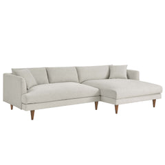 Zoya Heathered Weave Ivory Right-Facing Down Filled Overstuffed Sectional Sofa - Ornate Home