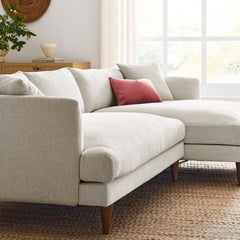 Zoya Heathered Weave Ivory Right-Facing Down Filled Overstuffed Sectional Sofa - Ornate Home