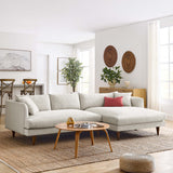 Zoya Heathered Weave Ivory Right-Facing Down Filled Overstuffed Sectional Sofa - Ornate Home