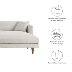 Zoya Heathered Weave Ivory Right-Facing Down Filled Overstuffed Sectional Sofa - Ornate Home