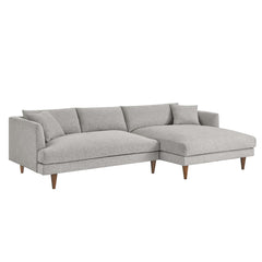 Zoya Heathered Weave Light Gray Right-Facing Down Filled Overstuffed Sectional Sofa - Ornate Home