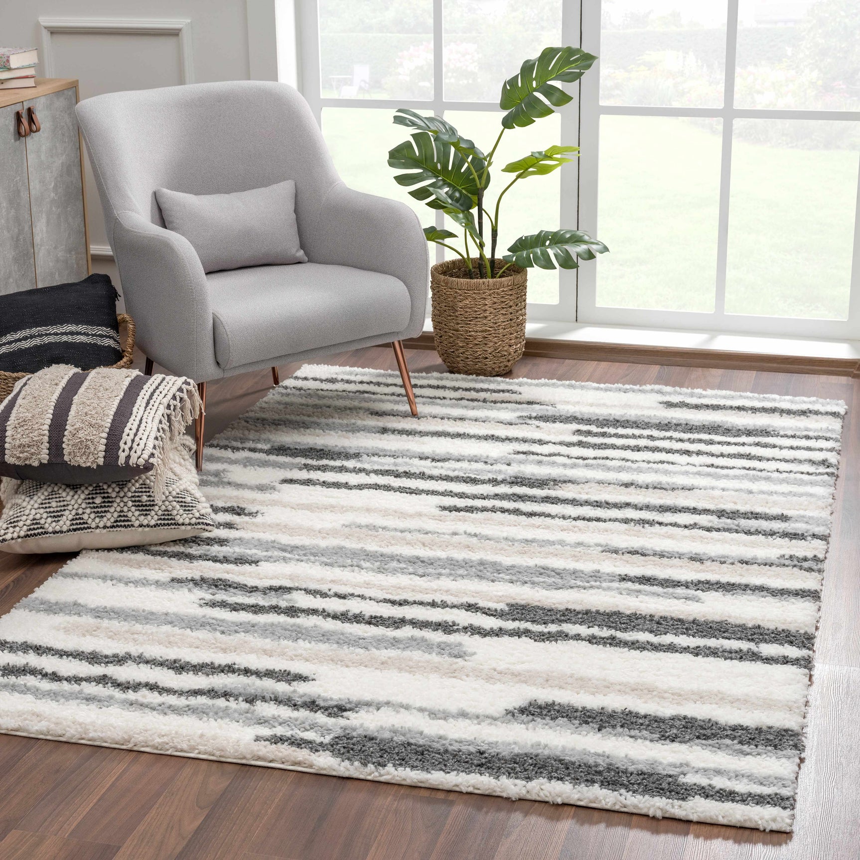Zoya Irregular Striped Area Rug - Ornate Home