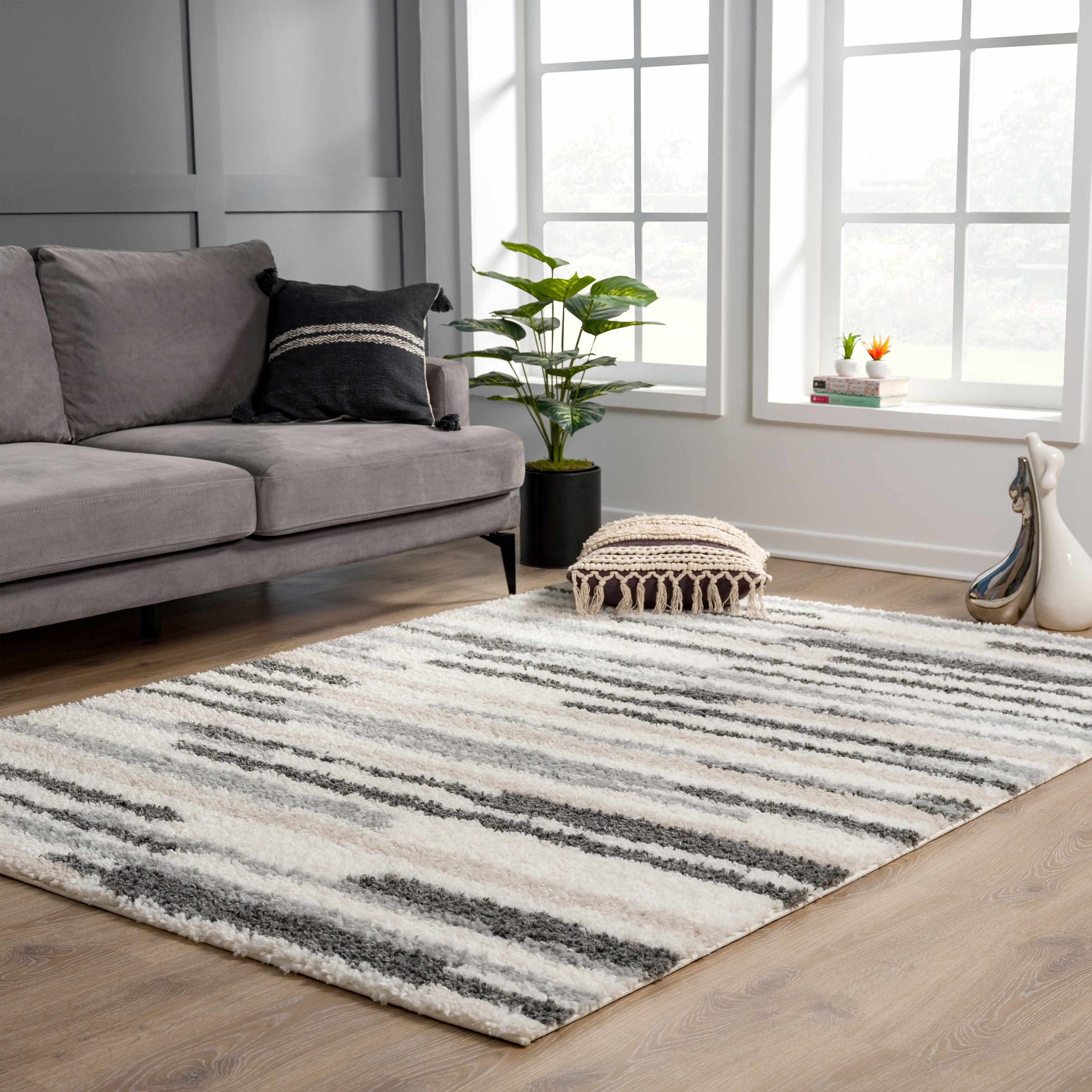 Zoya Irregular Striped Area Rug - Ornate Home