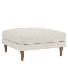 Zoya Ivory Fabric Down Filled Overstuffed Ottoman - Ornate Home