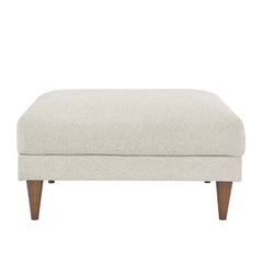 Zoya Ivory Fabric Down Filled Overstuffed Ottoman - Ornate Home