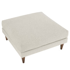 Zoya Ivory Fabric Down Filled Overstuffed Ottoman - Ornate Home
