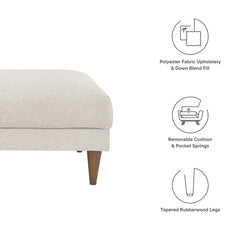 Zoya Ivory Fabric Down Filled Overstuffed Ottoman - Ornate Home