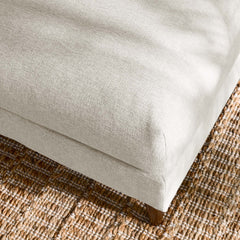 Zoya Ivory Fabric Down Filled Overstuffed Ottoman - Ornate Home