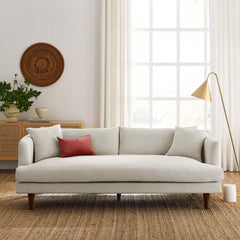 Zoya Ivory Fabric Down Filled Overstuffed Sofa - Ornate Home