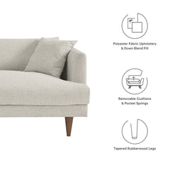 Zoya Ivory Fabric Down Filled Overstuffed Sofa - Ornate Home