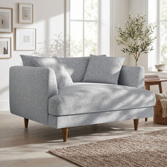 Zoya Light Gray Fabric Down Filled Overstuffed Chair-and-a-Half