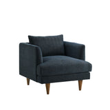 Zoya Navy Fabric Down Filled Overstuffed Armchair