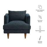 Zoya Navy Fabric Down Filled Overstuffed Armchair