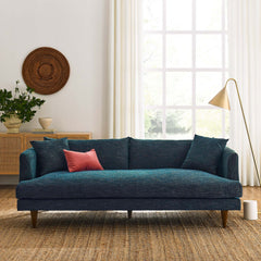 Zoya Navy Fabric Down Filled Overstuffed Sofa - Ornate Home
