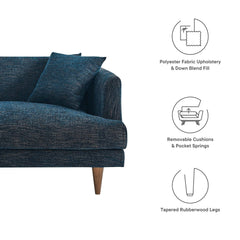 Zoya Navy Fabric Down Filled Overstuffed Sofa - Ornate Home