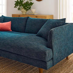 Zoya Navy Fabric Down Filled Overstuffed Sofa - Ornate Home