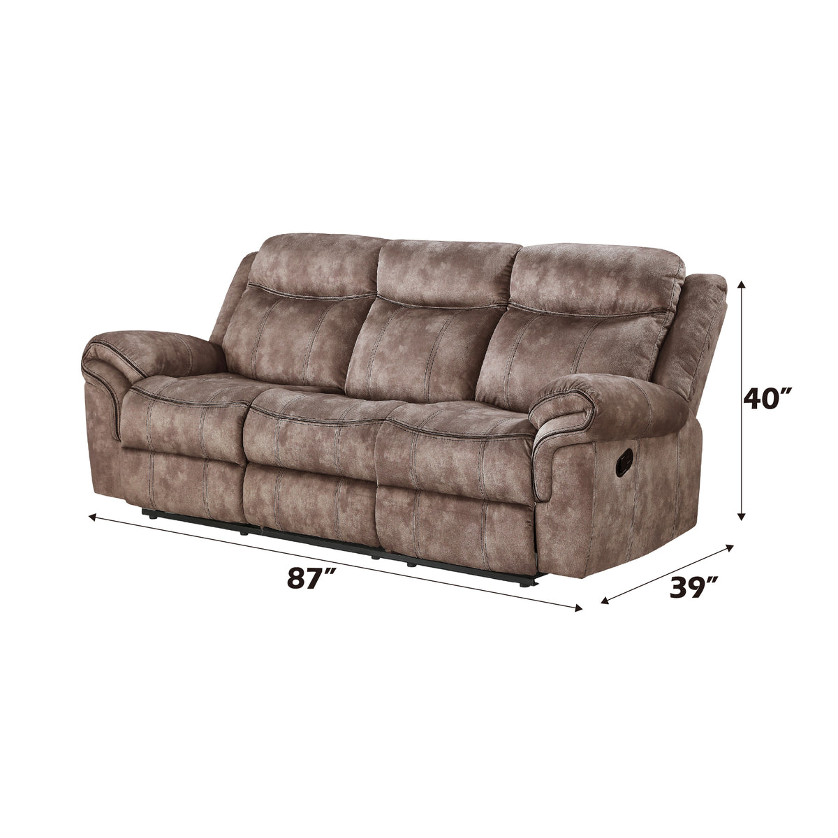 Zubaida 2Tone Chocolate Velvet Glider Motion Sofa - Ornate Home
