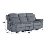 Zubaida 2Tone Gray Velvet Glider Motion Sofa - Ornate Home